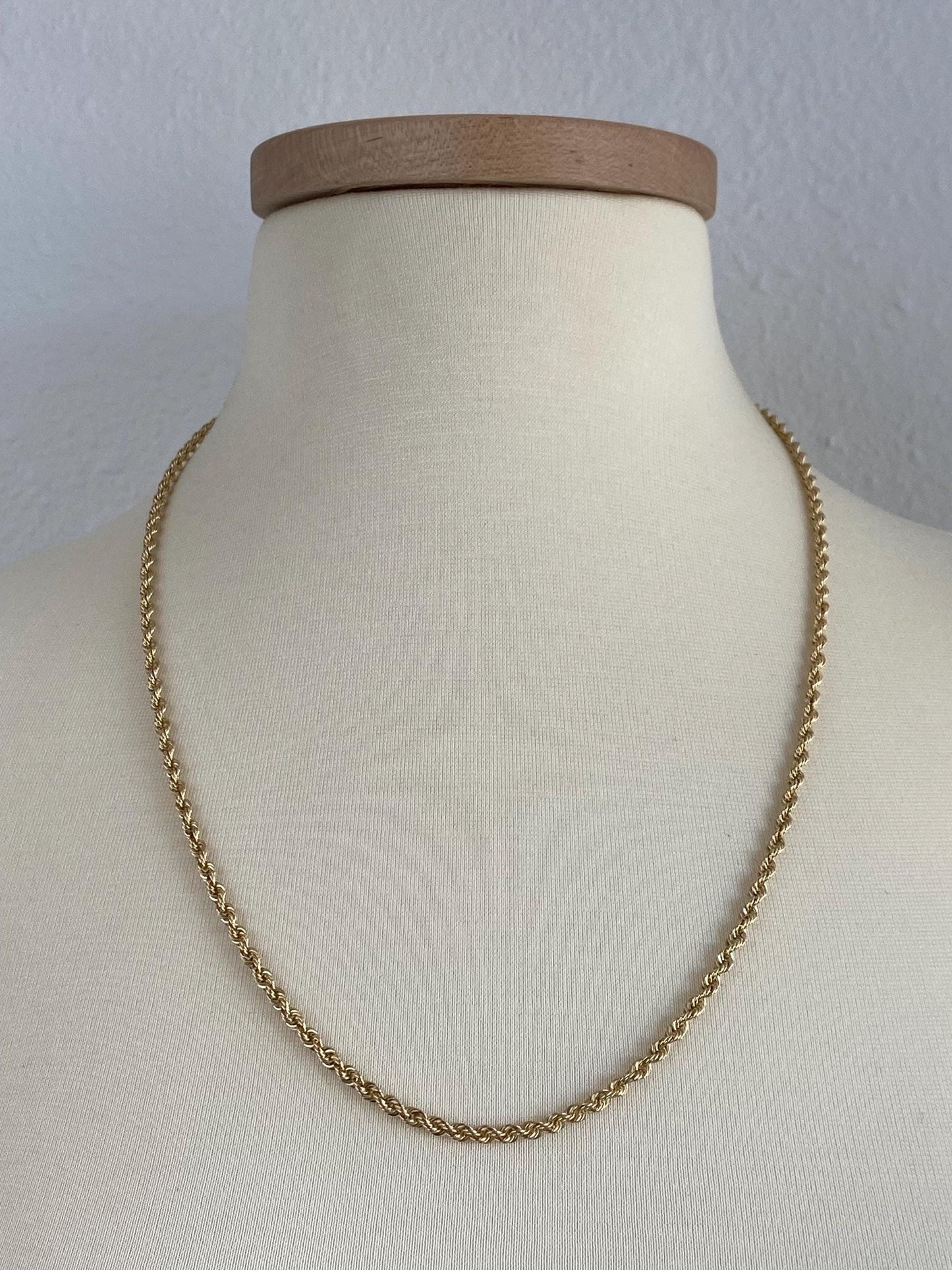 Vintage Solid 14k Yellow Gold Long Rope Chain Necklace - 24.5 inches