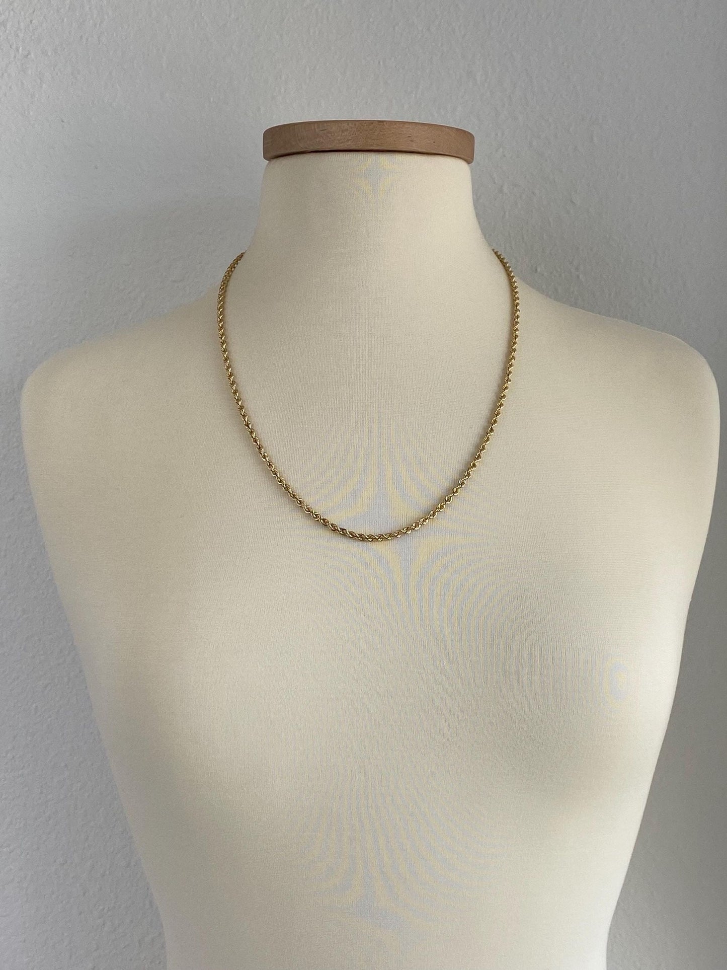 Vintage Solid 14k Yellow Gold Long Rope Chain Necklace - 24.5 inches