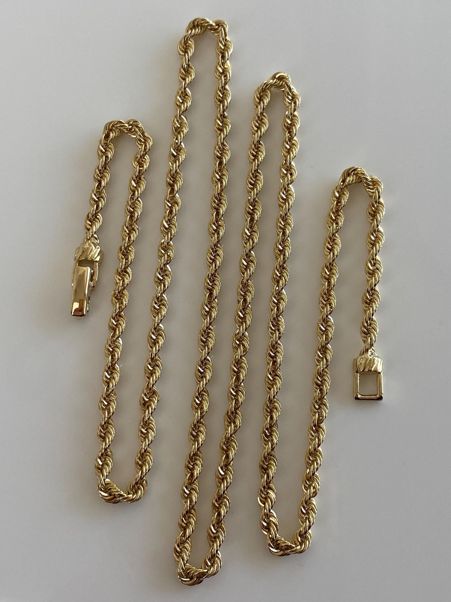 Vintage Solid 14k Yellow Gold Long Rope Chain Necklace - 24.5 inches