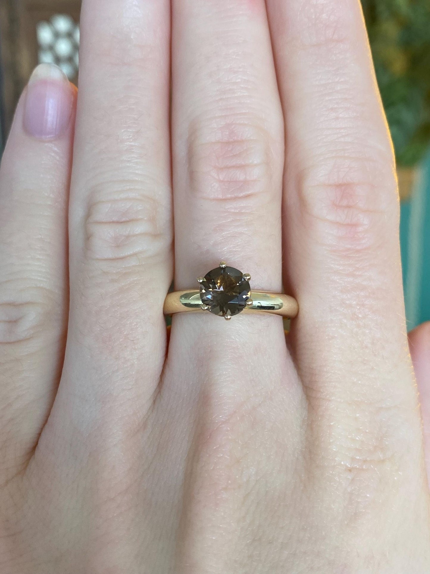 Vintage Solid 10k Yellow Gold Ring Band w/ Interchangeable Amethyst, Smokey Quartz, Garnet, Citrine & Clear Sapphire Gems - Size 7.75