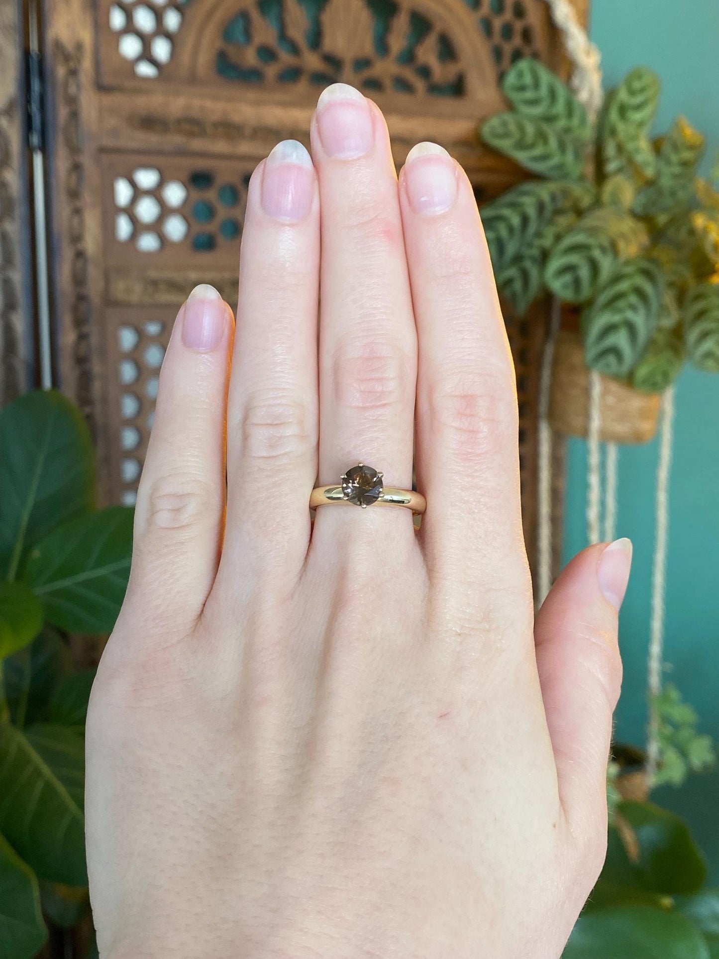 Vintage Solid 10k Yellow Gold Ring Band w/ Interchangeable Amethyst, Smokey Quartz, Garnet, Citrine & Clear Sapphire Gems - Size 7.75