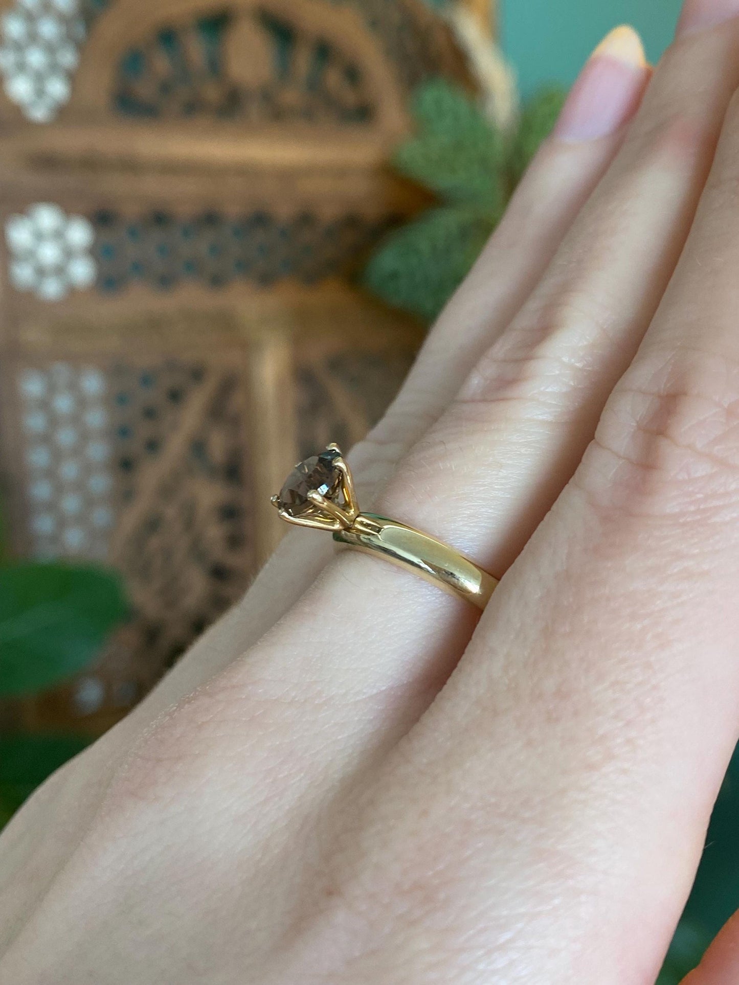 Vintage Solid 10k Yellow Gold Ring Band w/ Interchangeable Amethyst, Smokey Quartz, Garnet, Citrine & Clear Sapphire Gems - Size 7.75