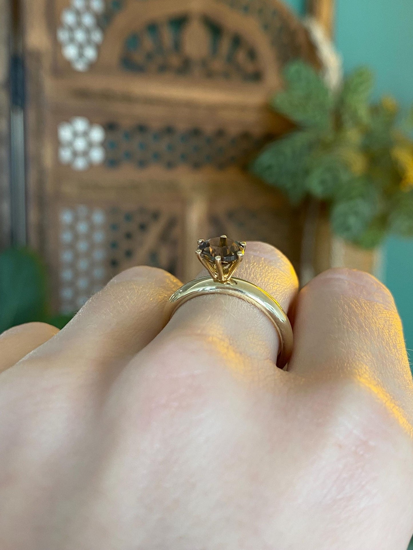 Vintage Solid 10k Yellow Gold Ring Band w/ Interchangeable Amethyst, Smokey Quartz, Garnet, Citrine & Clear Sapphire Gems - Size 7.75