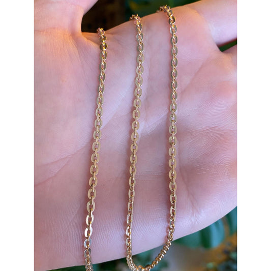 Vintage Solid 14k Rose Gold Flat Cable Chain Necklace - 19.75 inches