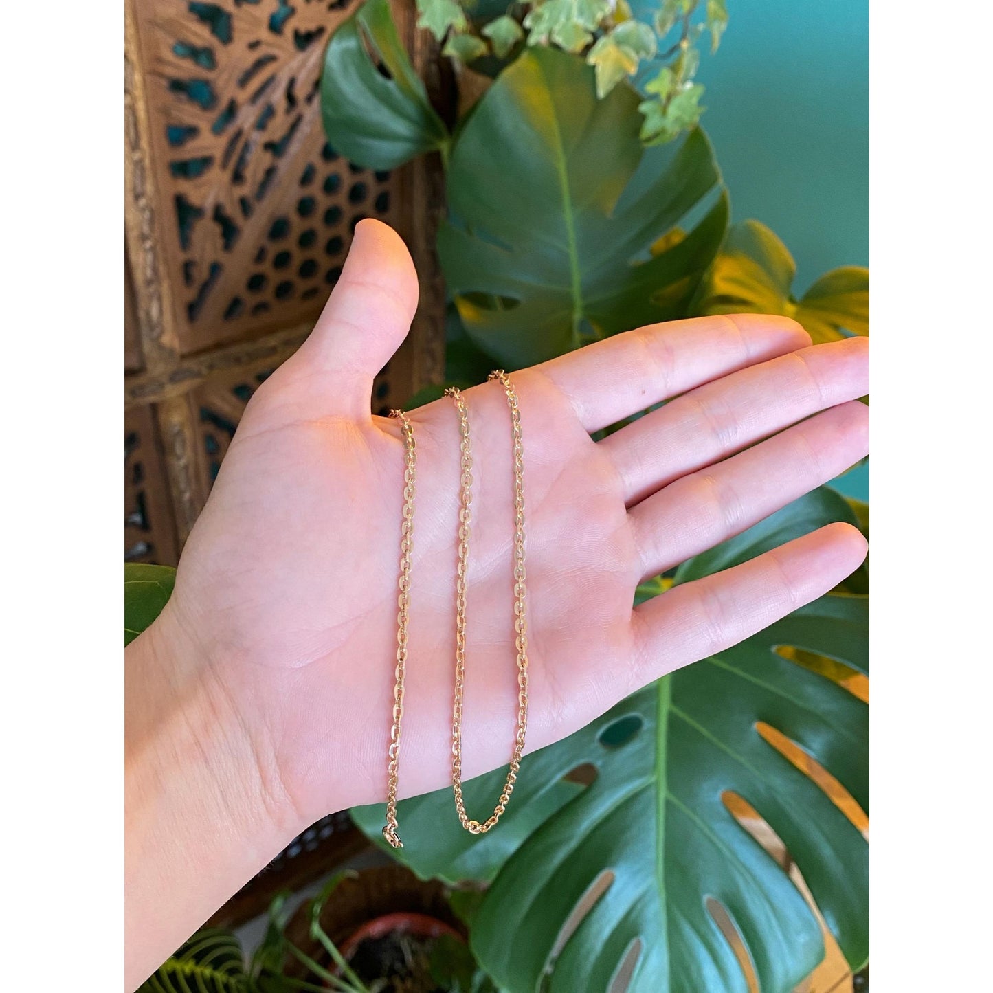 Vintage Solid 14k Rose Gold Flat Cable Chain Necklace - 19.75 inches