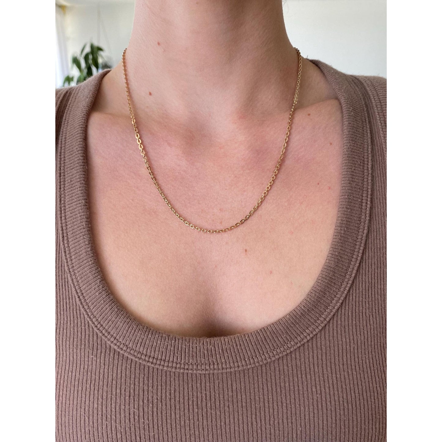Vintage Solid 14k Rose Gold Flat Cable Chain Necklace - 19.75 inches