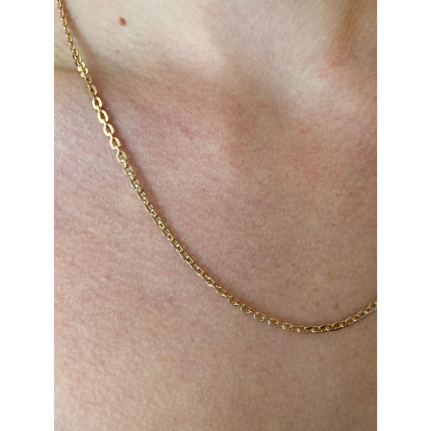 Vintage Solid 14k Rose Gold Flat Cable Chain Necklace - 19.75 inches