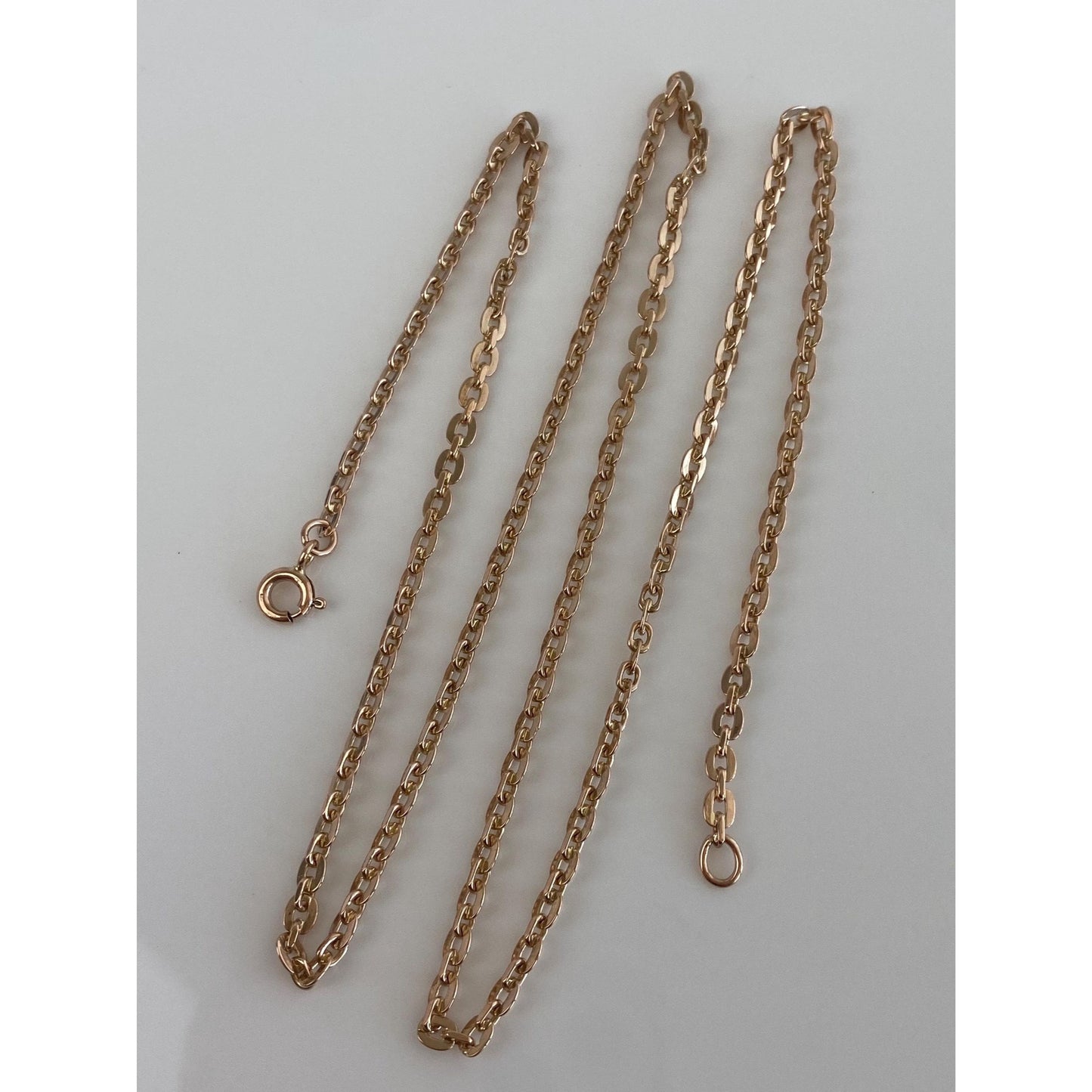 Vintage Solid 14k Rose Gold Flat Cable Chain Necklace - 19.75 inches