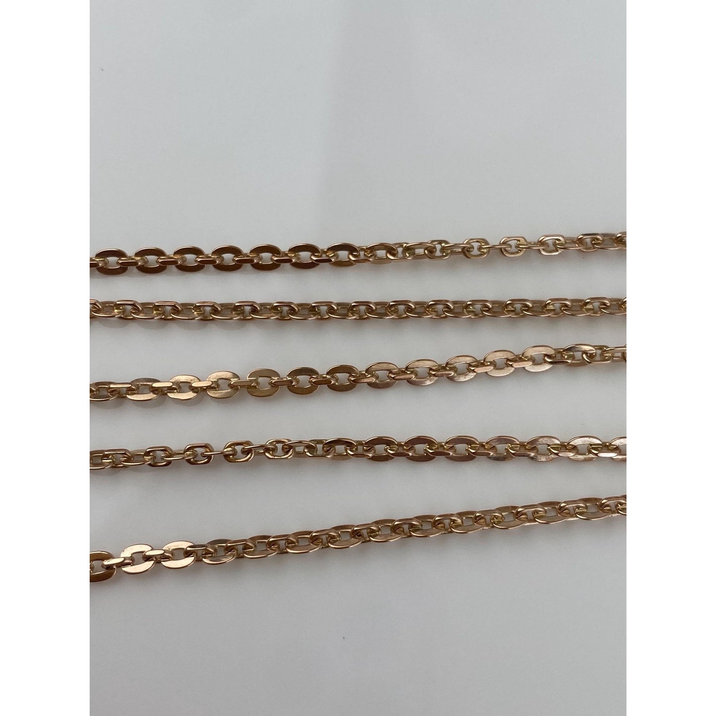Vintage Solid 14k Rose Gold Flat Cable Chain Necklace - 19.75 inches