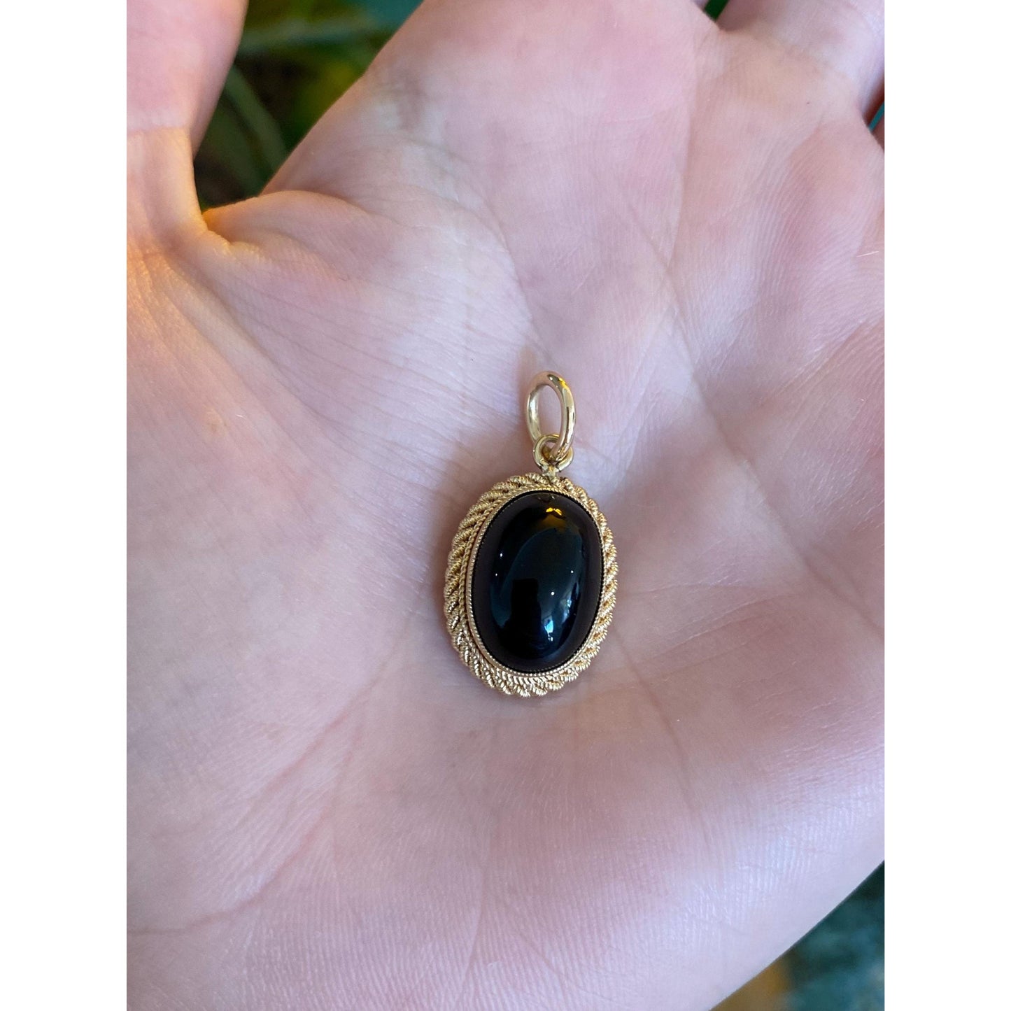 Solid 10k Yellow Gold Onyx Cufflink Conversion Charm