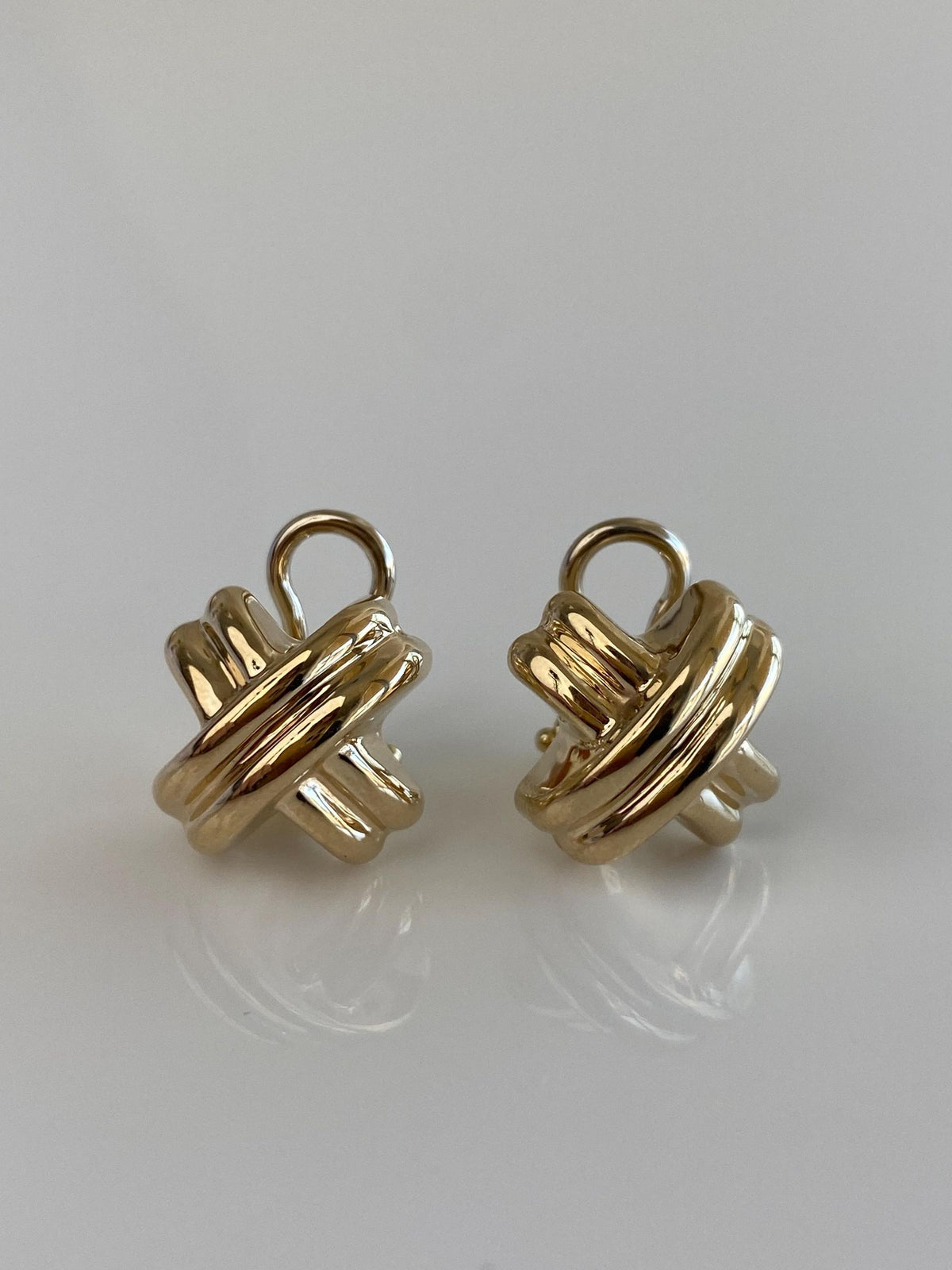 Vintage 14k Yellow Gold X Drop Earrings