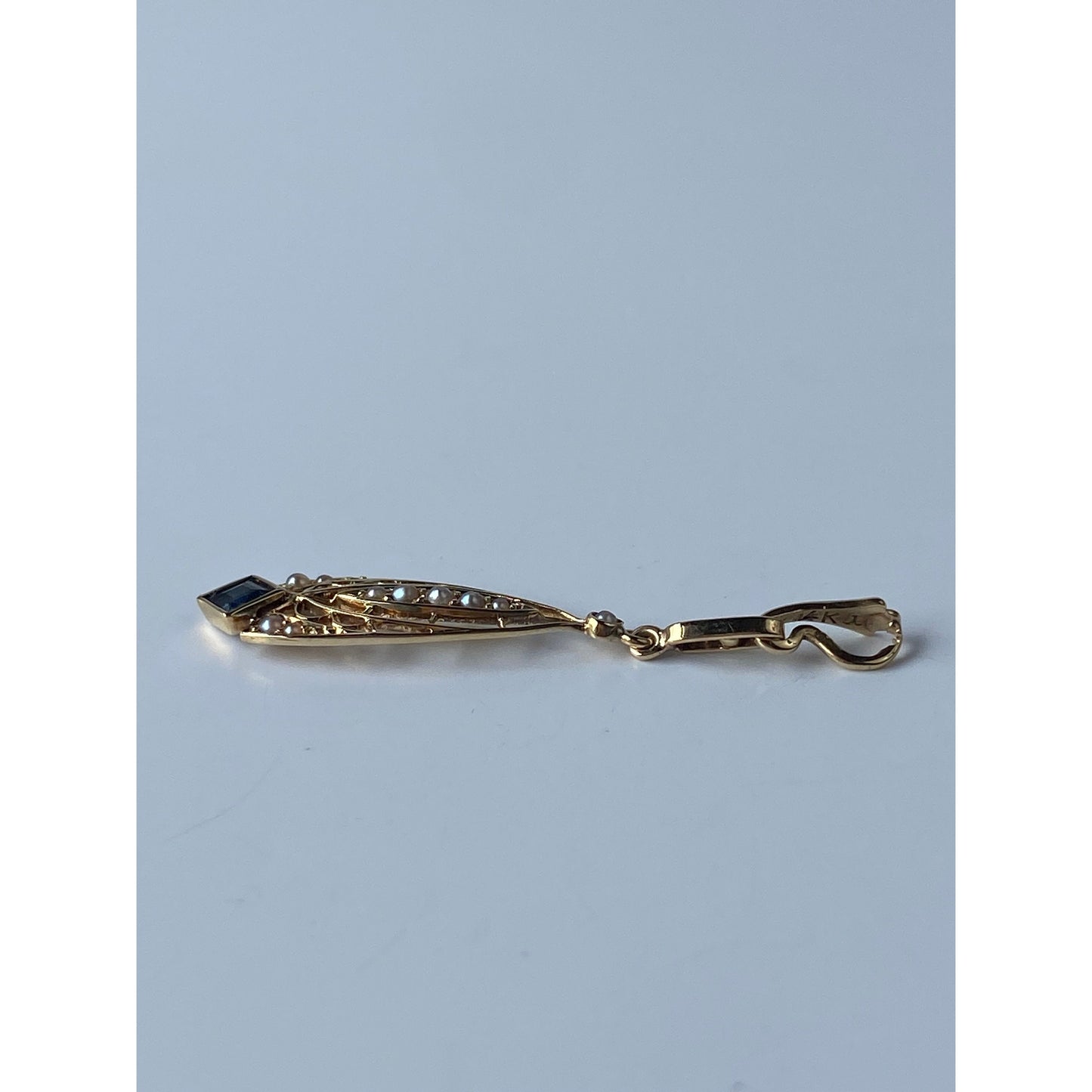 Vintage Solid 14k Yellow Gold Topaz Seed Pearl Charm