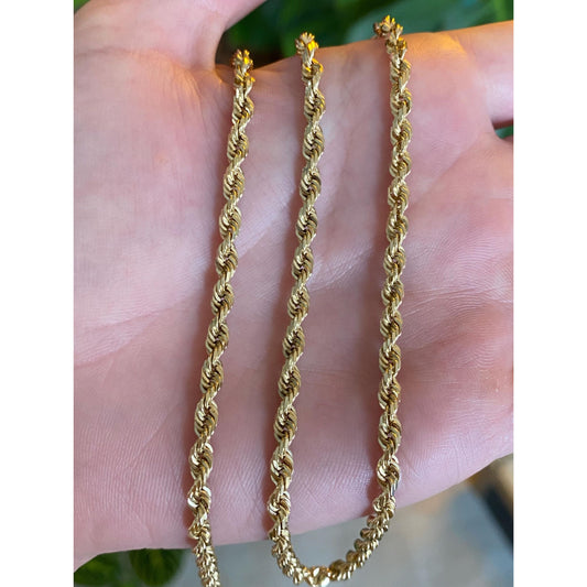 Vintage Solid 14k Yellow Gold Rope Chain Necklace - 18.75 inches