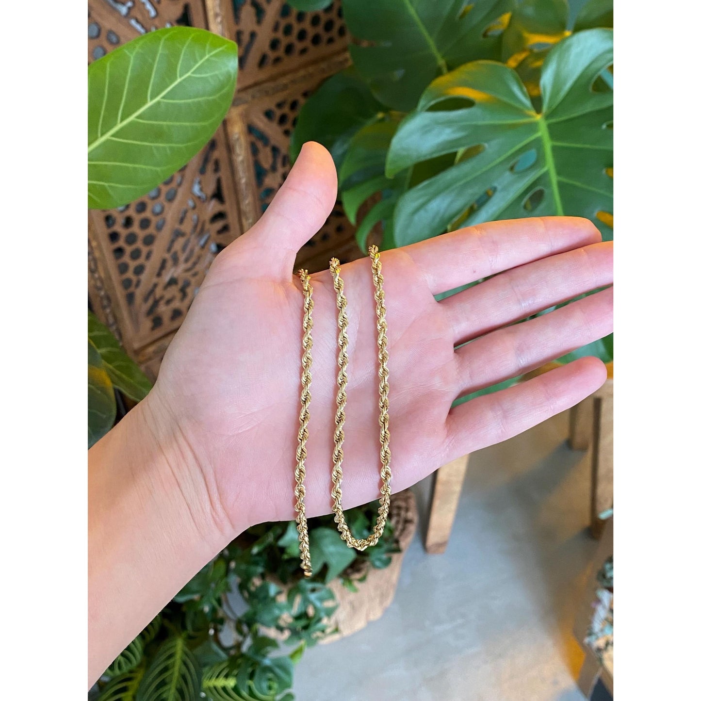 Vintage Solid 14k Yellow Gold Rope Chain Necklace - 18.75 inches