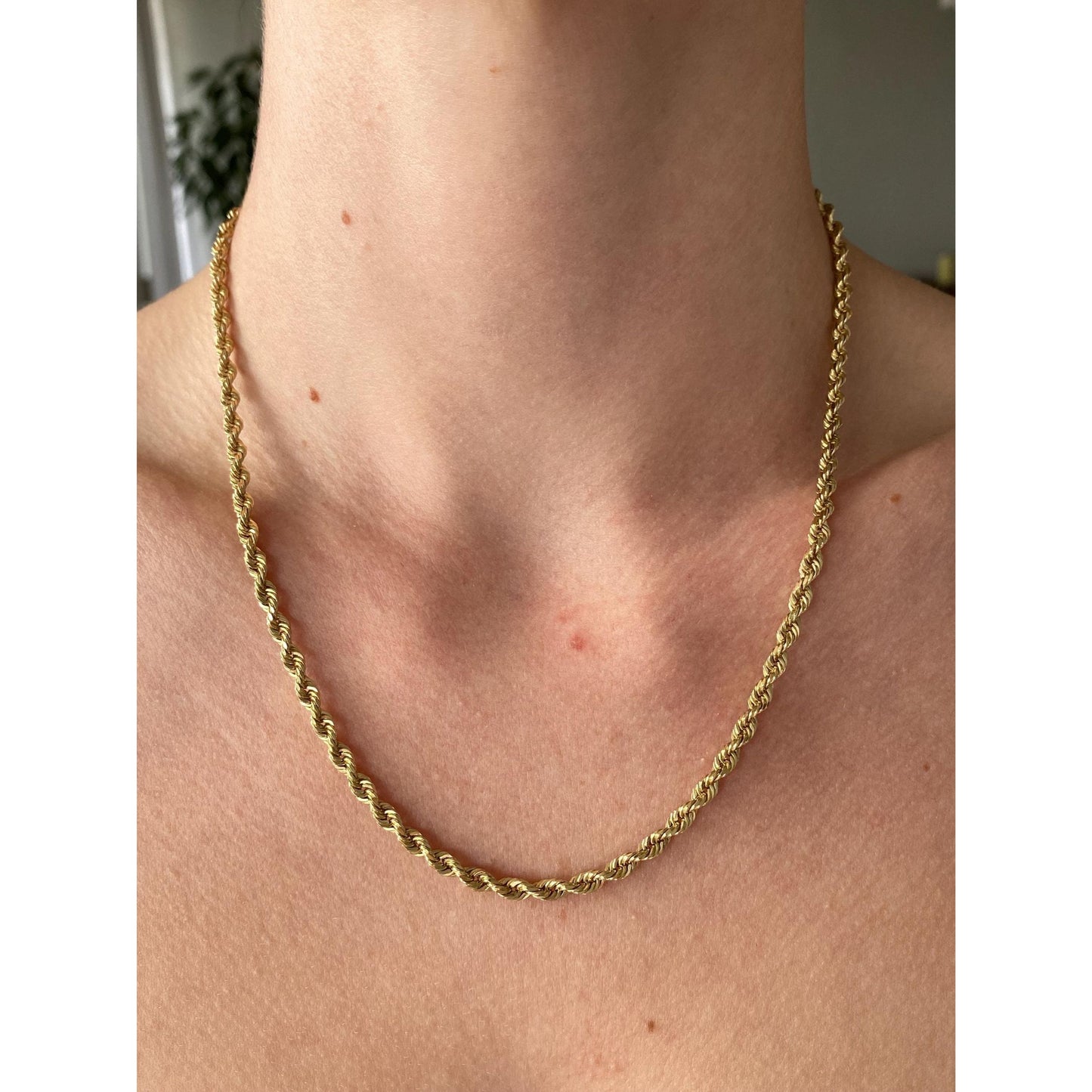 Vintage Solid 14k Yellow Gold Rope Chain Necklace - 18.75 inches