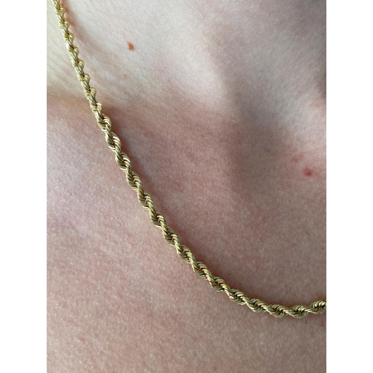 Vintage Solid 14k Yellow Gold Rope Chain Necklace - 18.75 inches