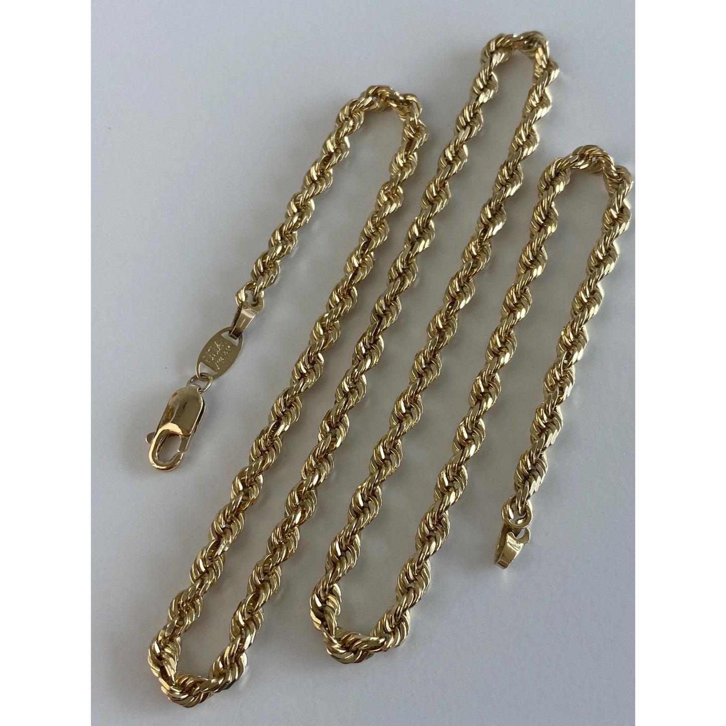 Vintage Solid 14k Yellow Gold Rope Chain Necklace - 18.75 inches