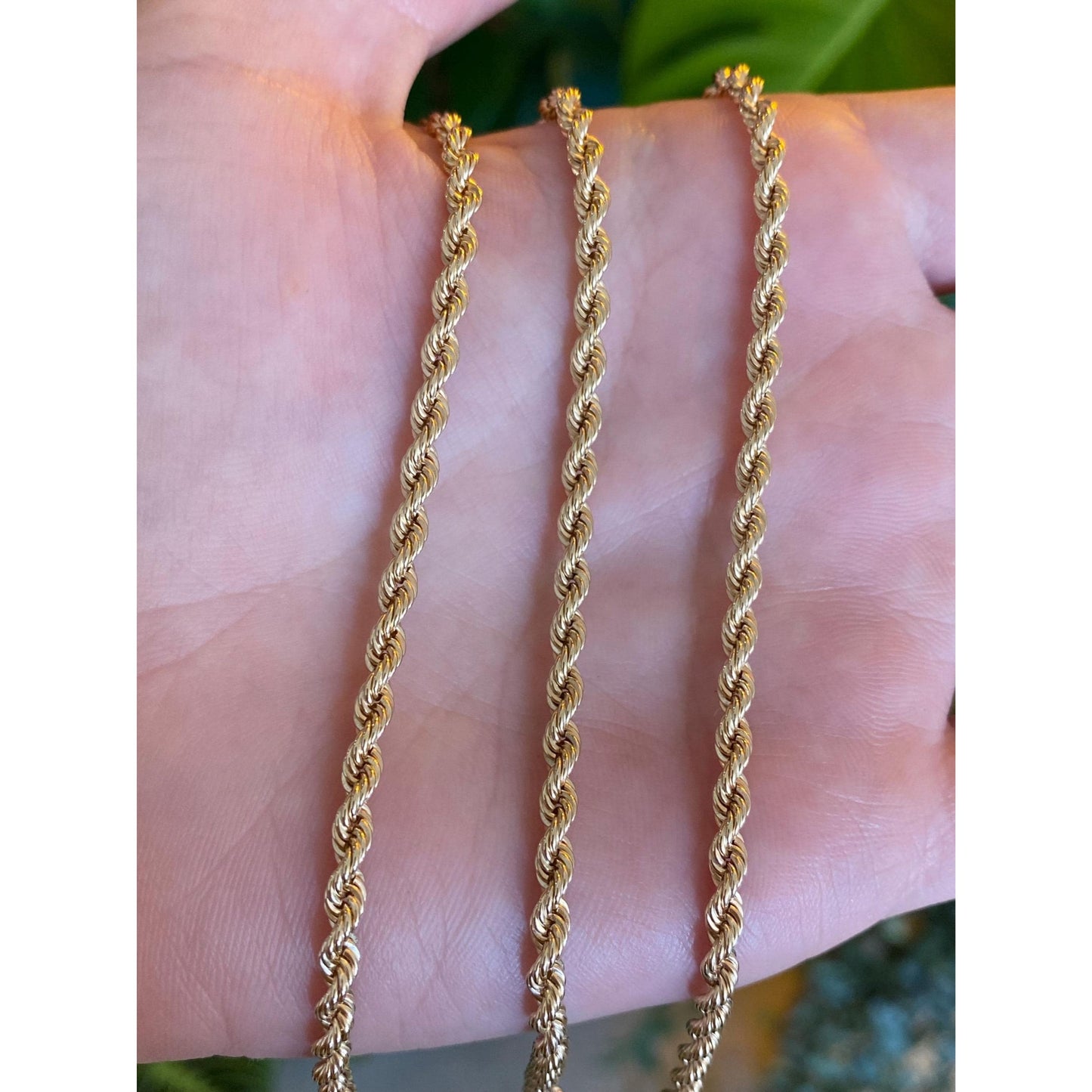 Vintage Solid 14k Yellow Gold Rope Chain Necklace - 24.5 inches