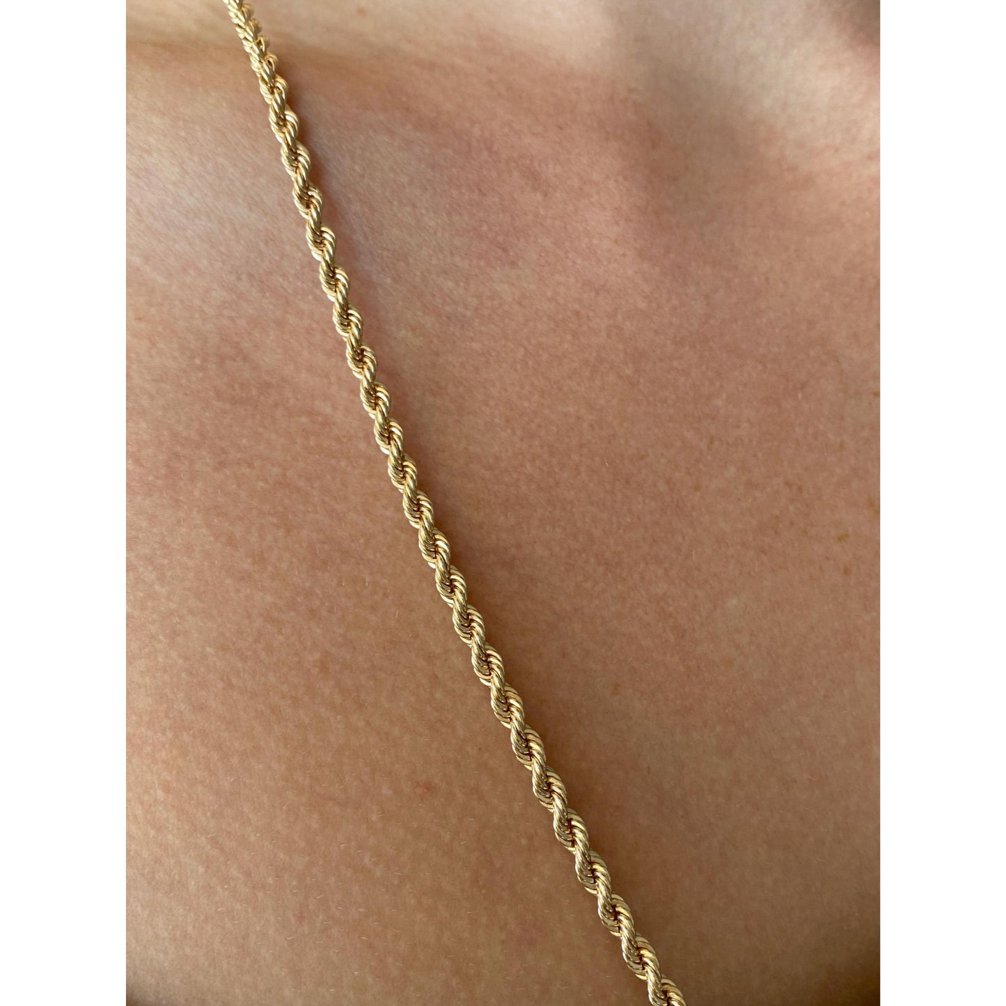 Vintage Solid 14k Yellow Gold Rope Chain Necklace - 24.5 inches