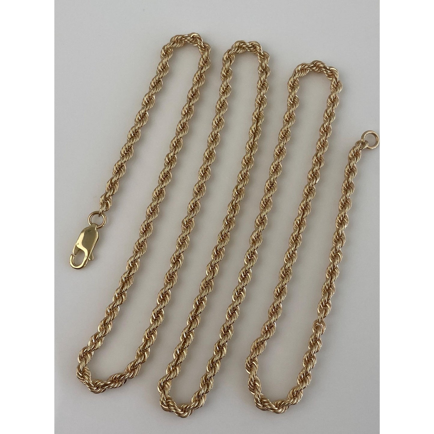 Vintage Solid 14k Yellow Gold Rope Chain Necklace - 24.5 inches