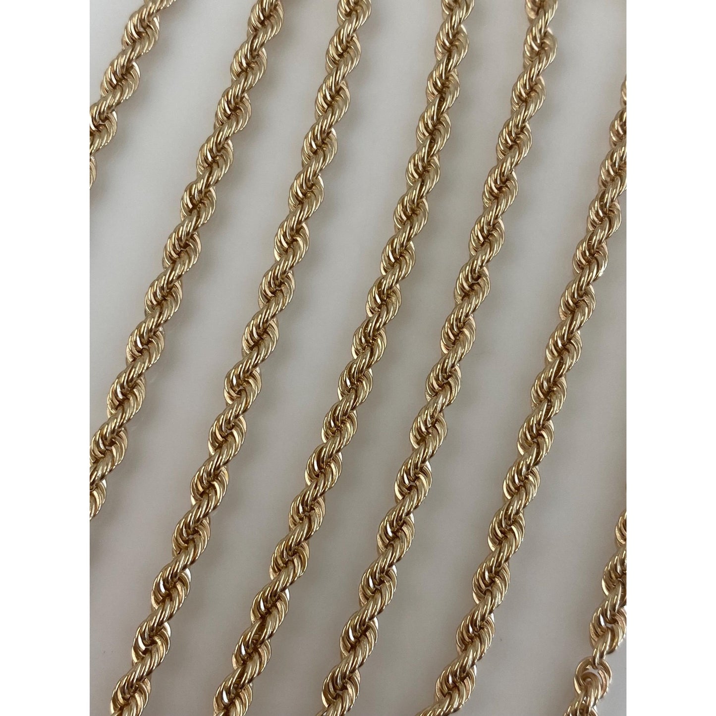 Vintage Solid 14k Yellow Gold Rope Chain Necklace - 24.5 inches