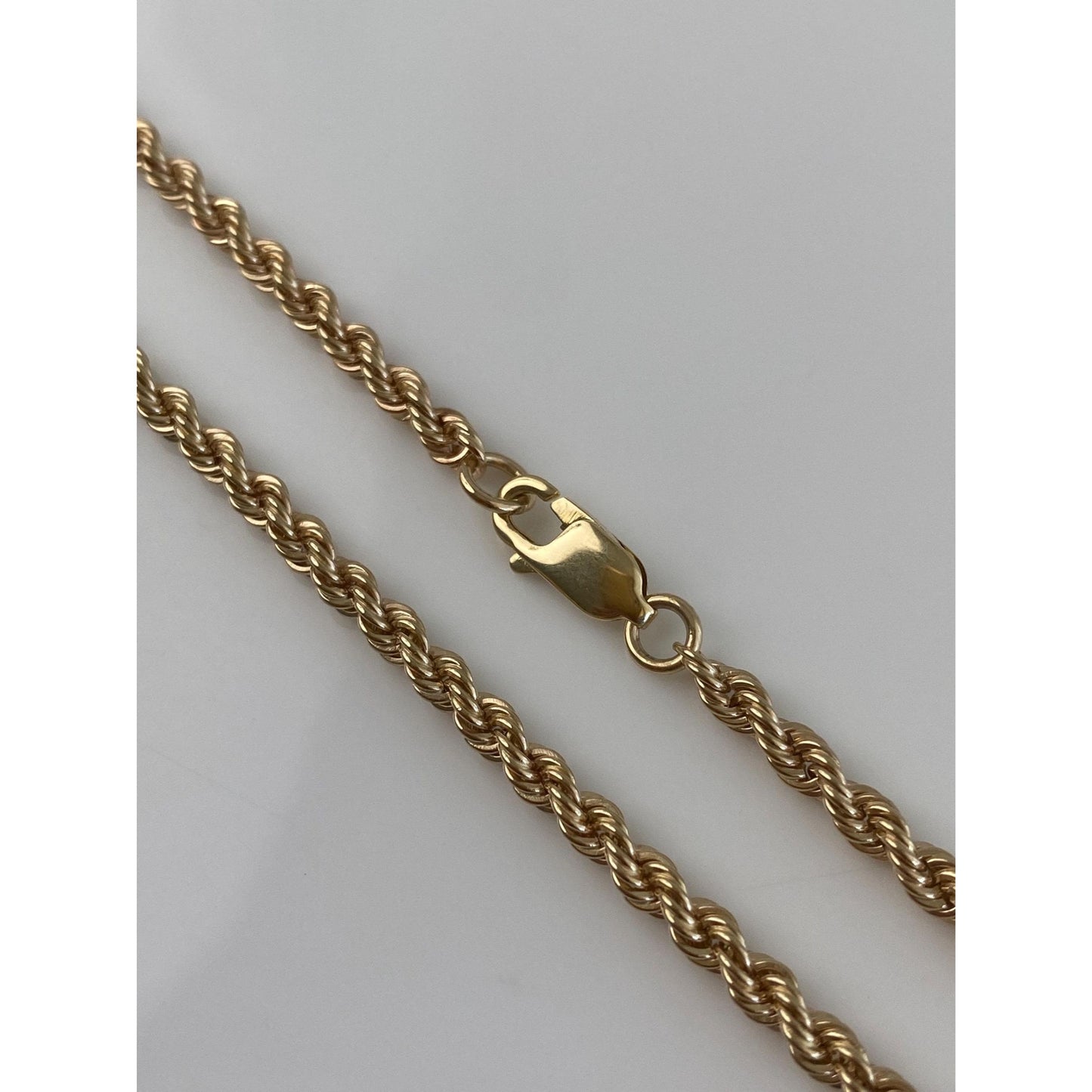 Vintage Solid 14k Yellow Gold Rope Chain Necklace - 24.5 inches