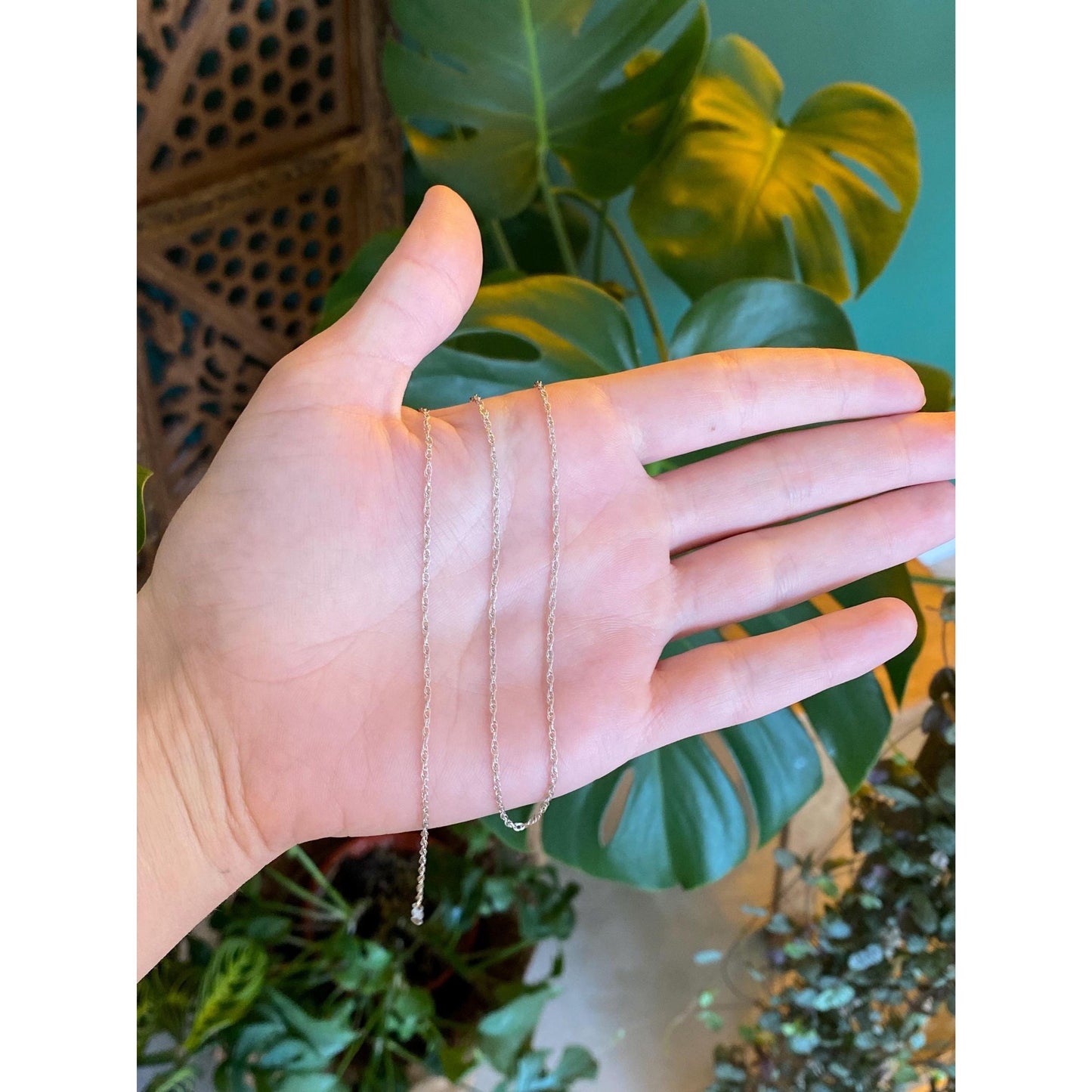 Vintage Solid 14k White Gold Chain Necklace - 18 inches