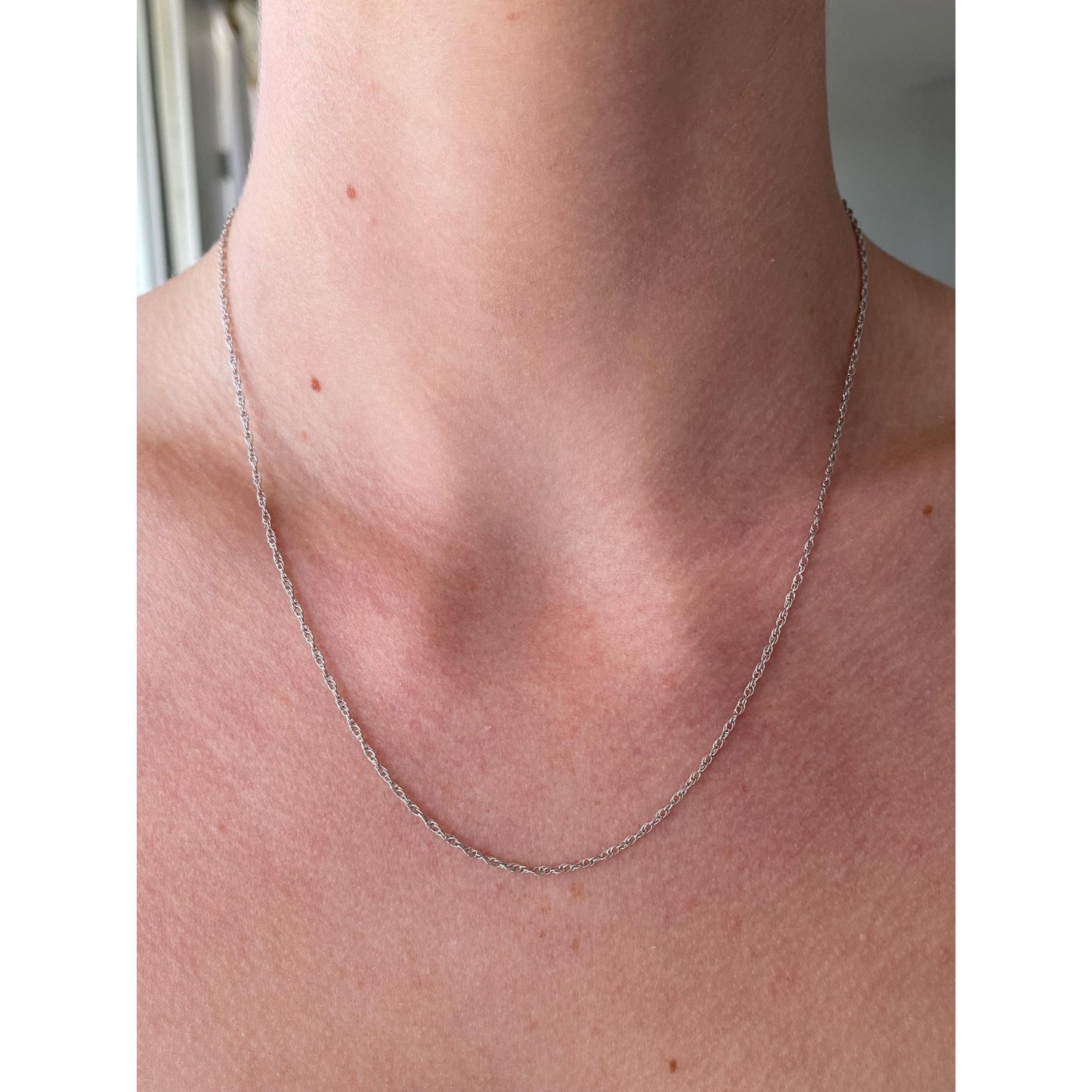 Vintage Solid 14k White Gold Chain Necklace - 18 inches