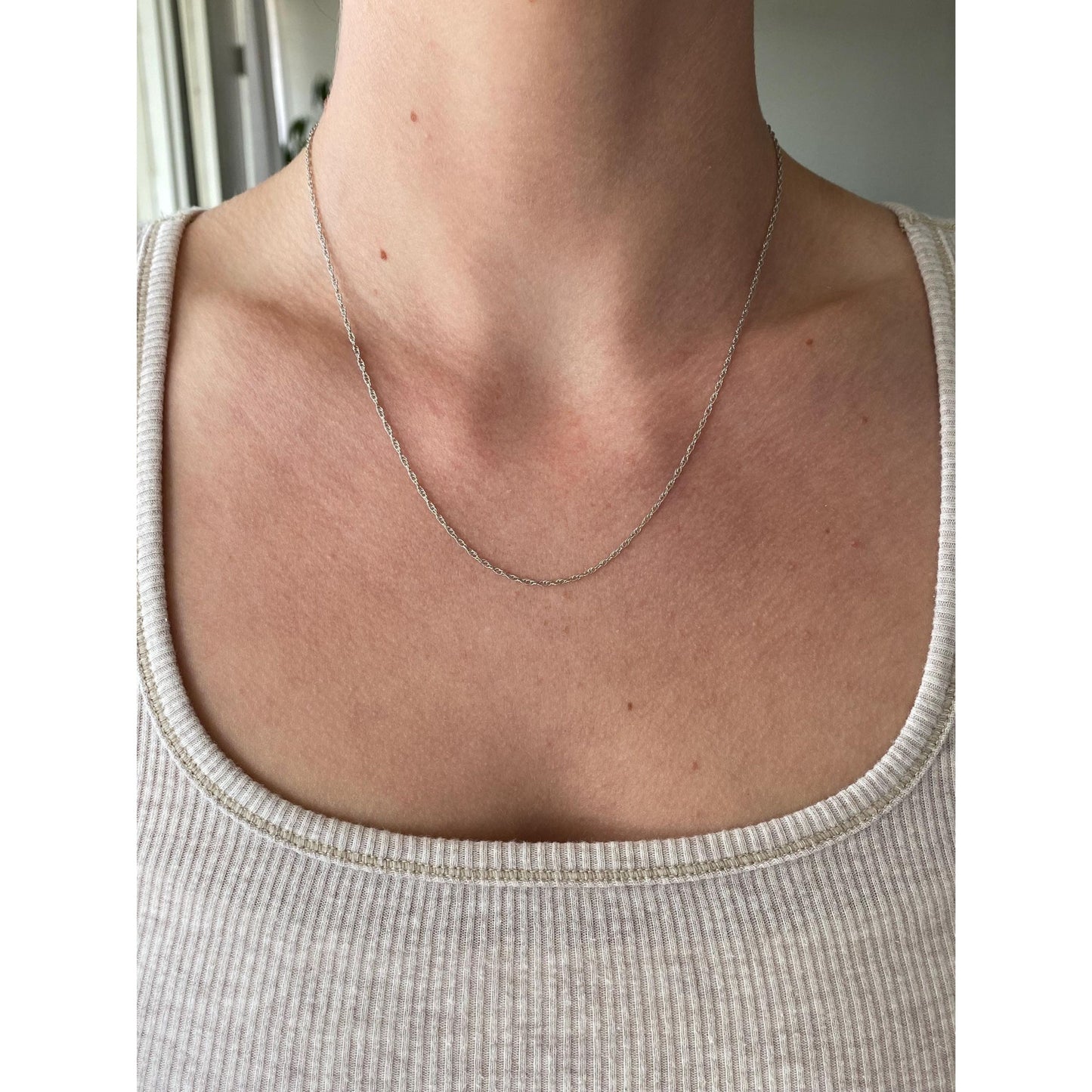 Vintage Solid 14k White Gold Chain Necklace - 18 inches