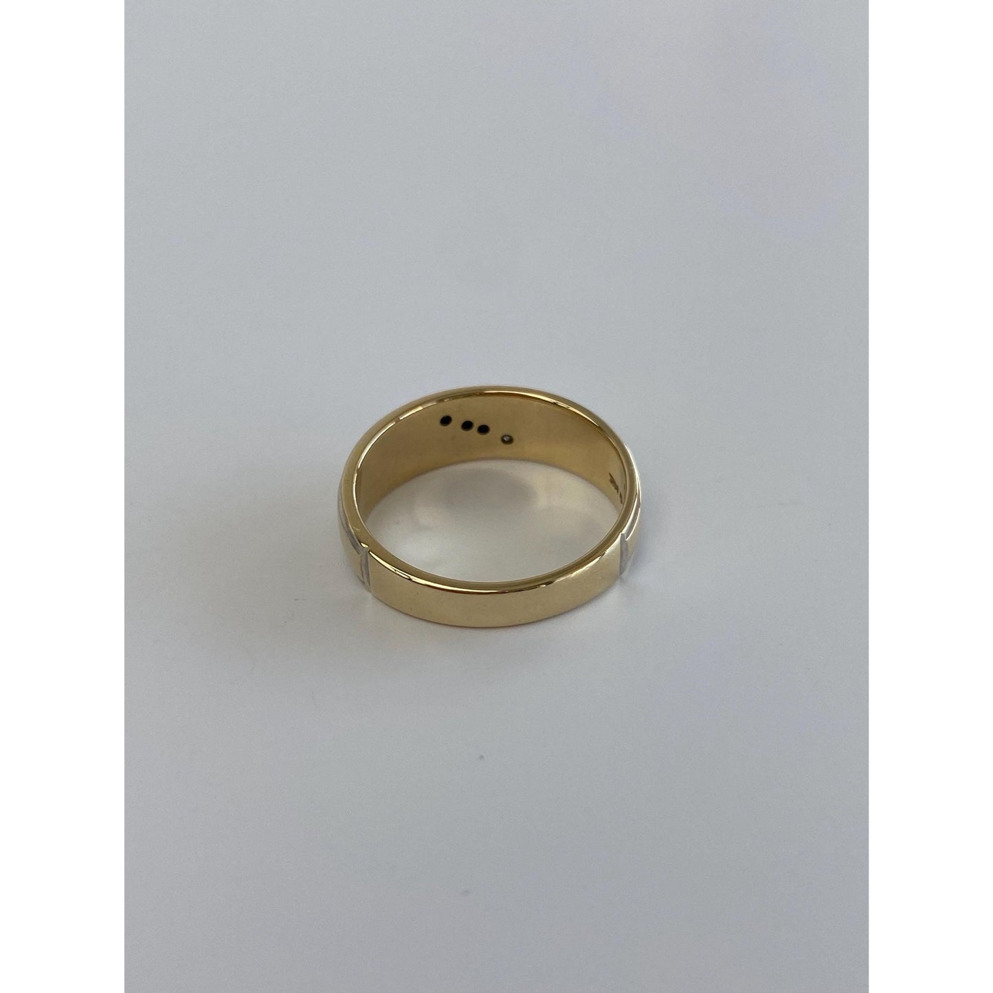 Vintage Solid 14k Yellow & White Gold Diamond Ring Band - Size 6