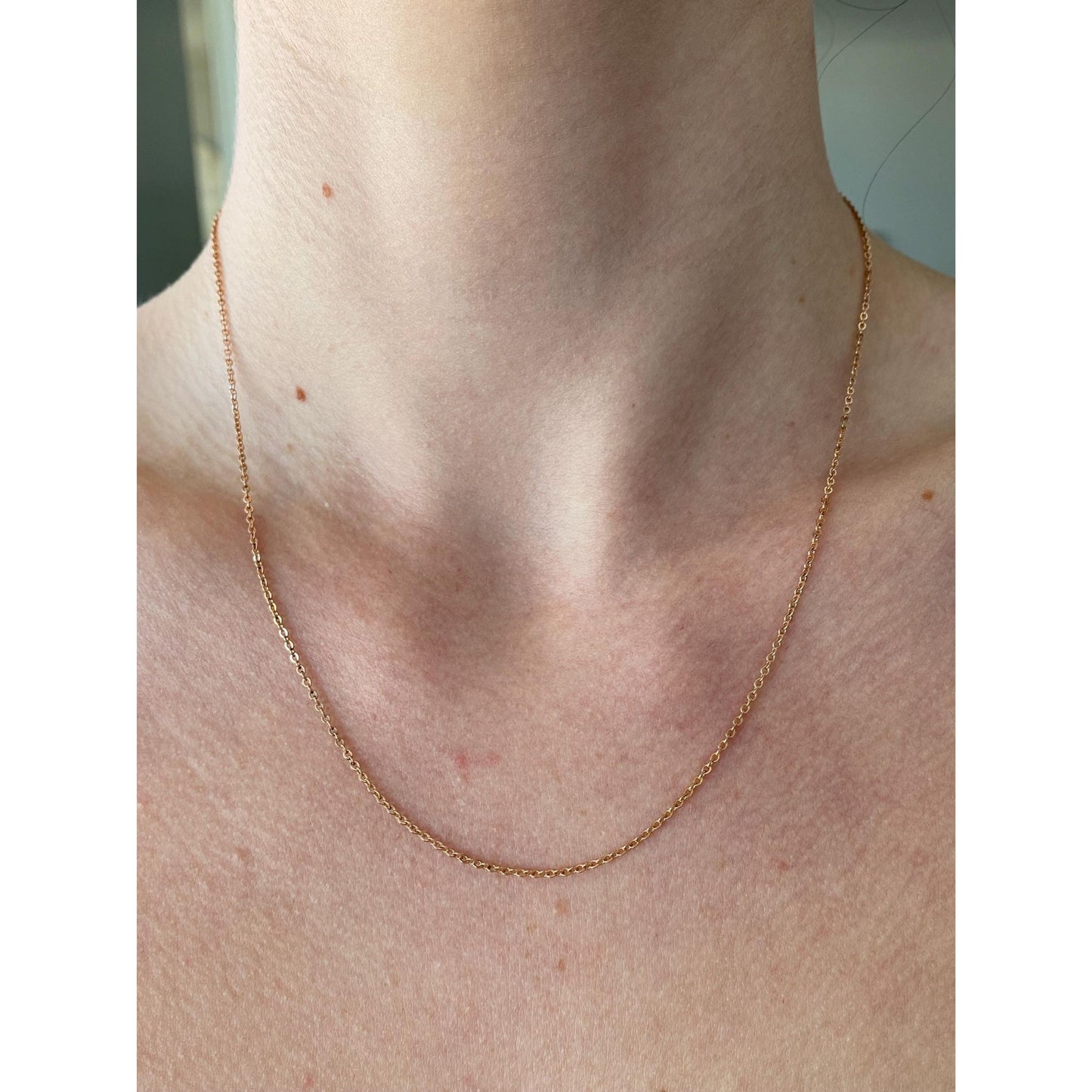Vintage Solid 10k Rose Gold Cable Chain Necklace - 18 inches