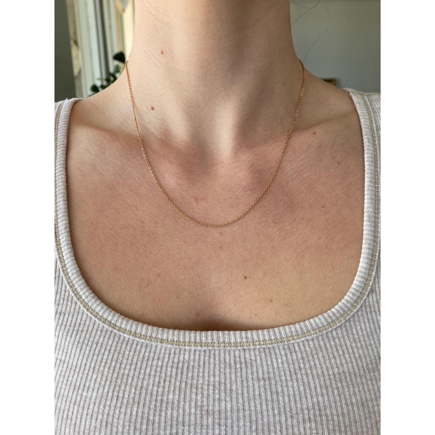 Vintage Solid 10k Rose Gold Cable Chain Necklace - 18 inches