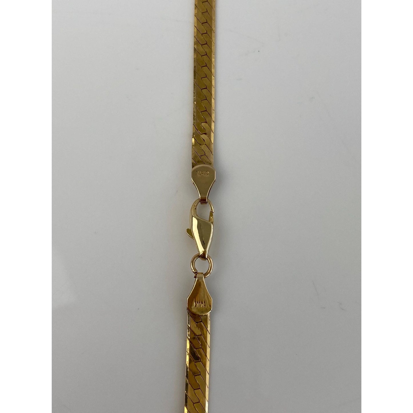 Vintage Solid 14k Yellow Gold Herringbone Chain Necklace - 18.25 inches