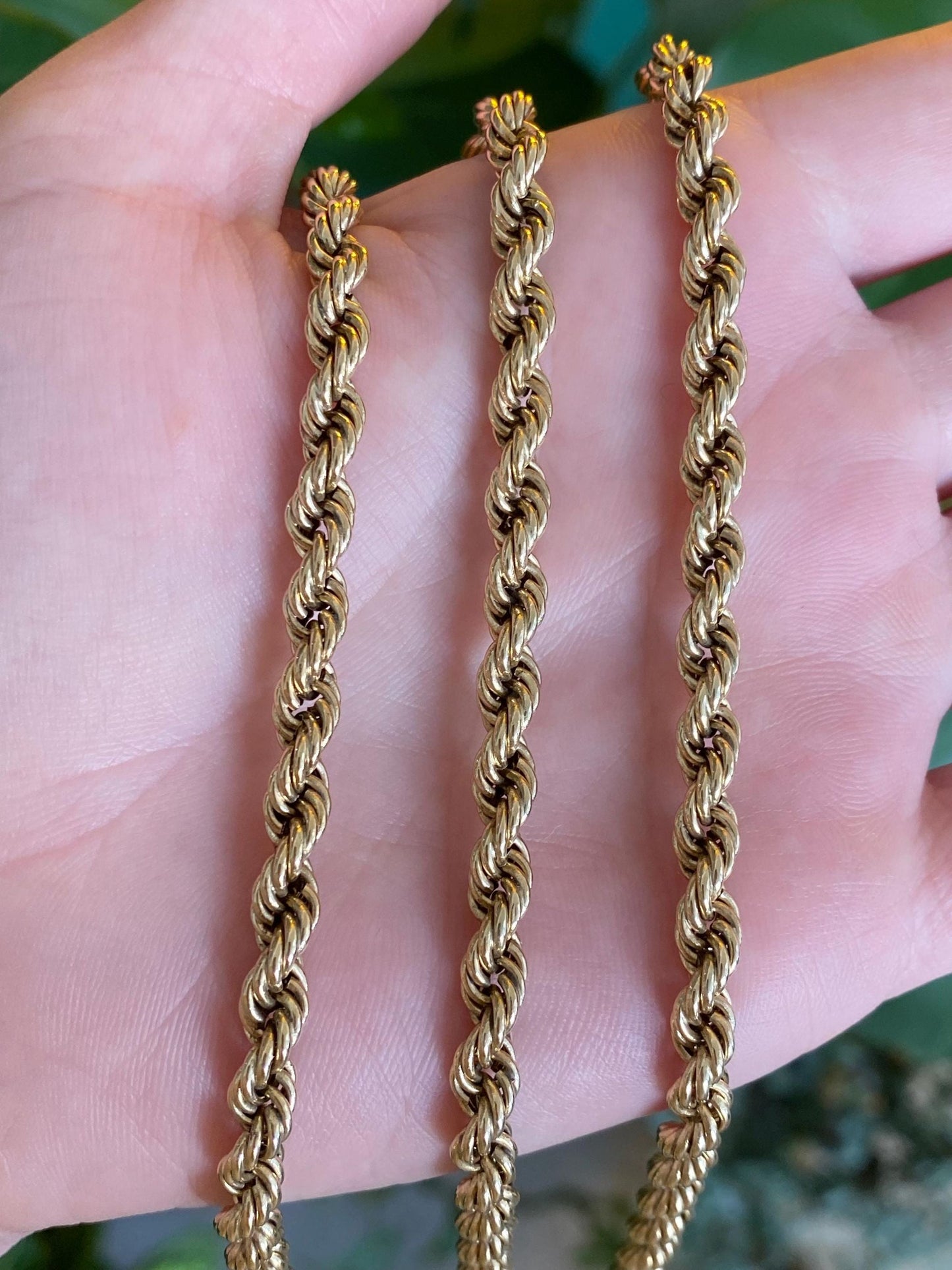 Vintage Solid 14k Yellow Gold Chunky Rope Chain Necklace - 30.25 inches