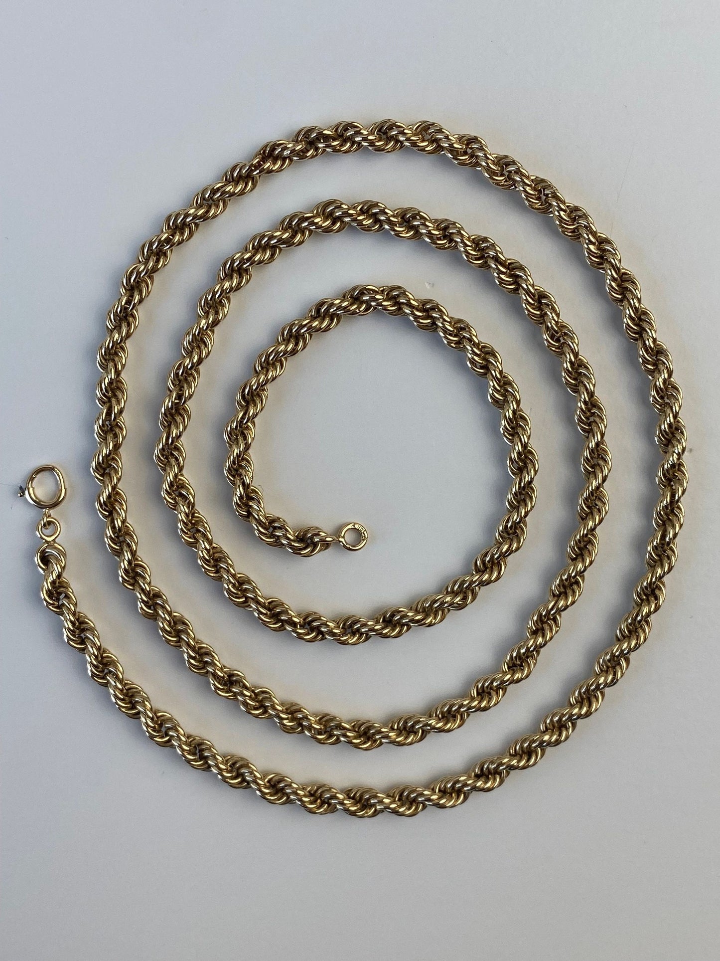 Vintage Solid 14k Yellow Gold Chunky Rope Chain Necklace - 30.25 inches