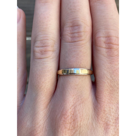 Vintage Solid 14k White & Yellow Gold Tapered Ring Band - Size 5.75