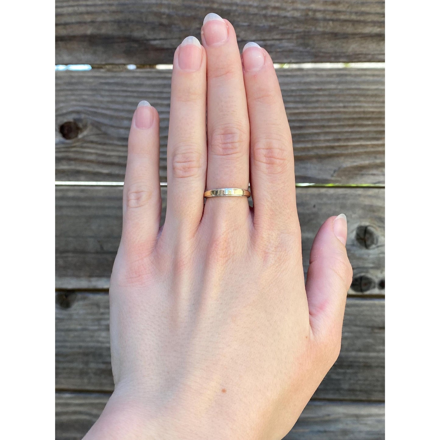 Vintage Solid 14k White & Yellow Gold Tapered Ring Band - Size 5.75