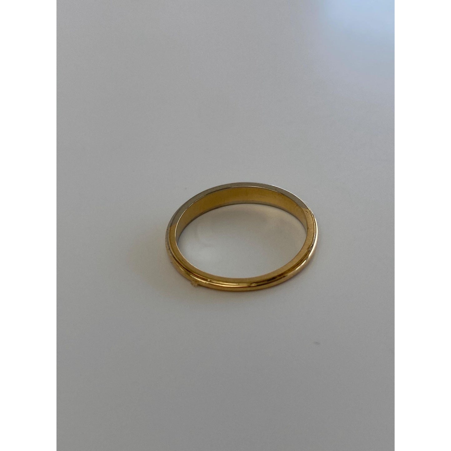 Vintage Solid 14k White & Yellow Gold Tapered Ring Band - Size 5.75