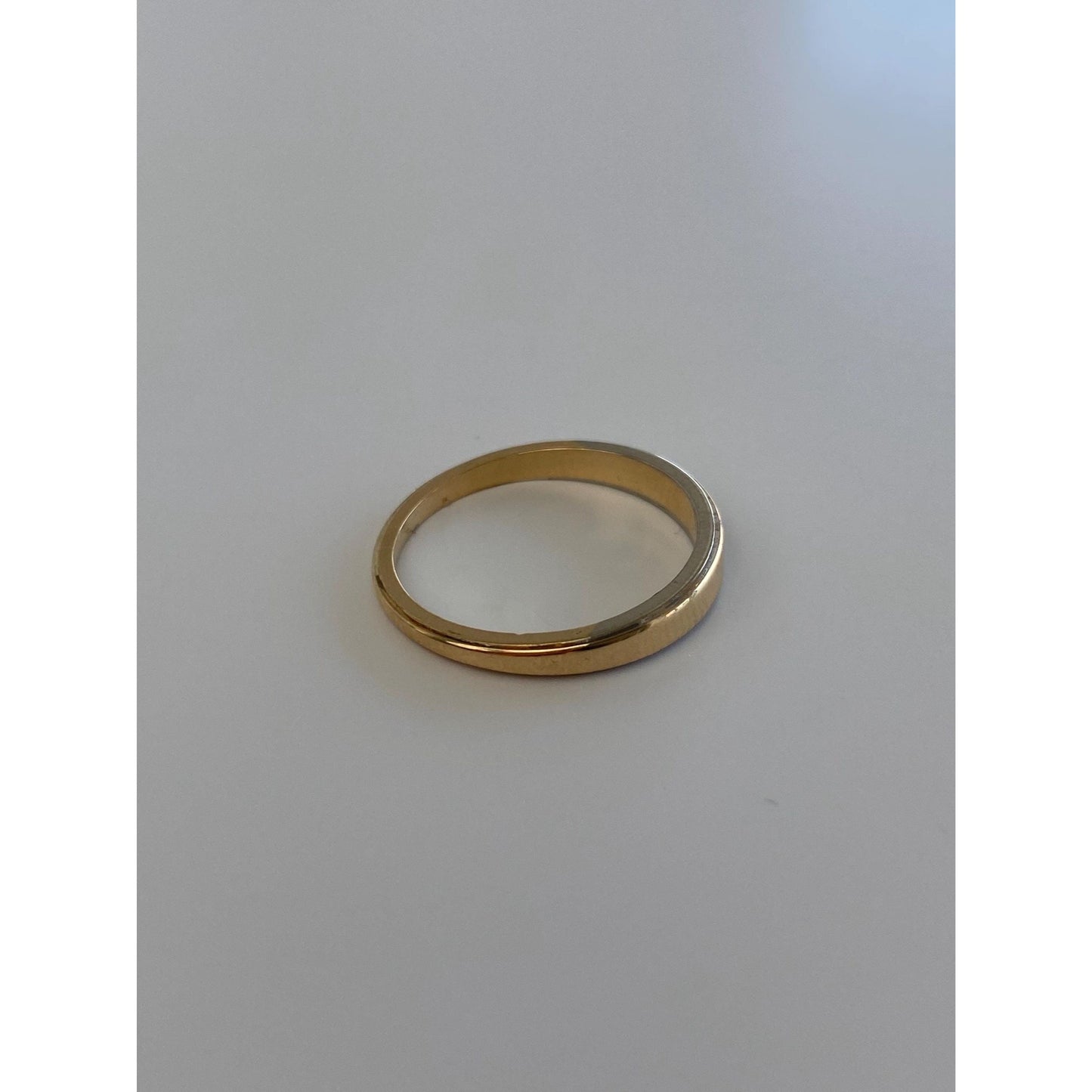 Vintage Solid 14k White & Yellow Gold Tapered Ring Band - Size 5.75