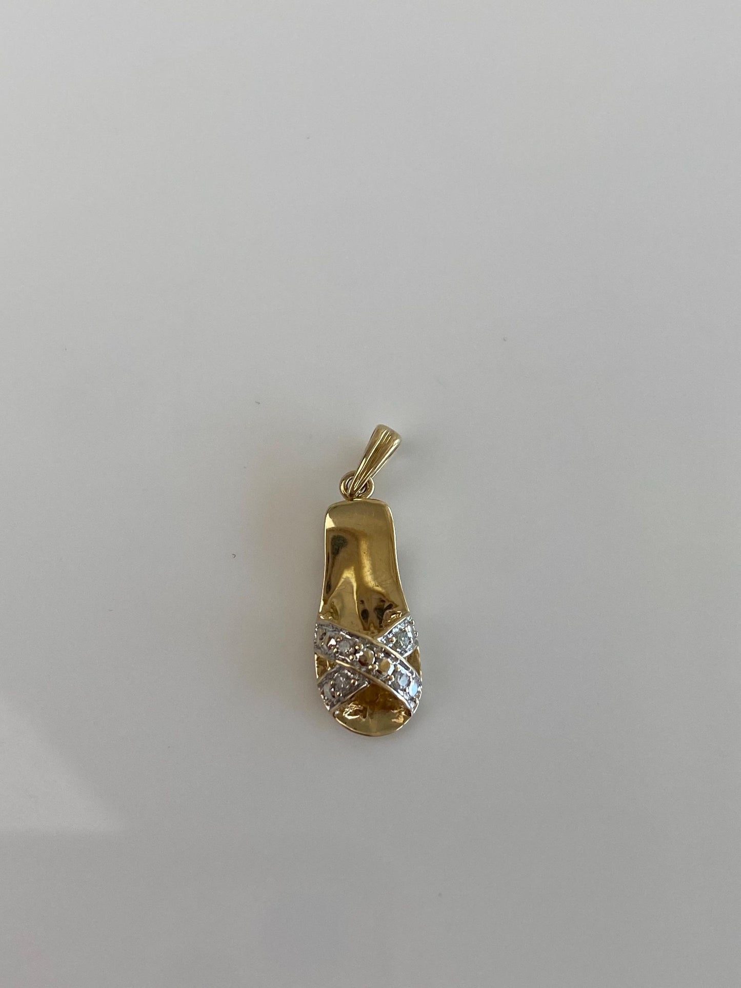 Vintage Solid 10k Yellow Gold Diamond Sandal Charm