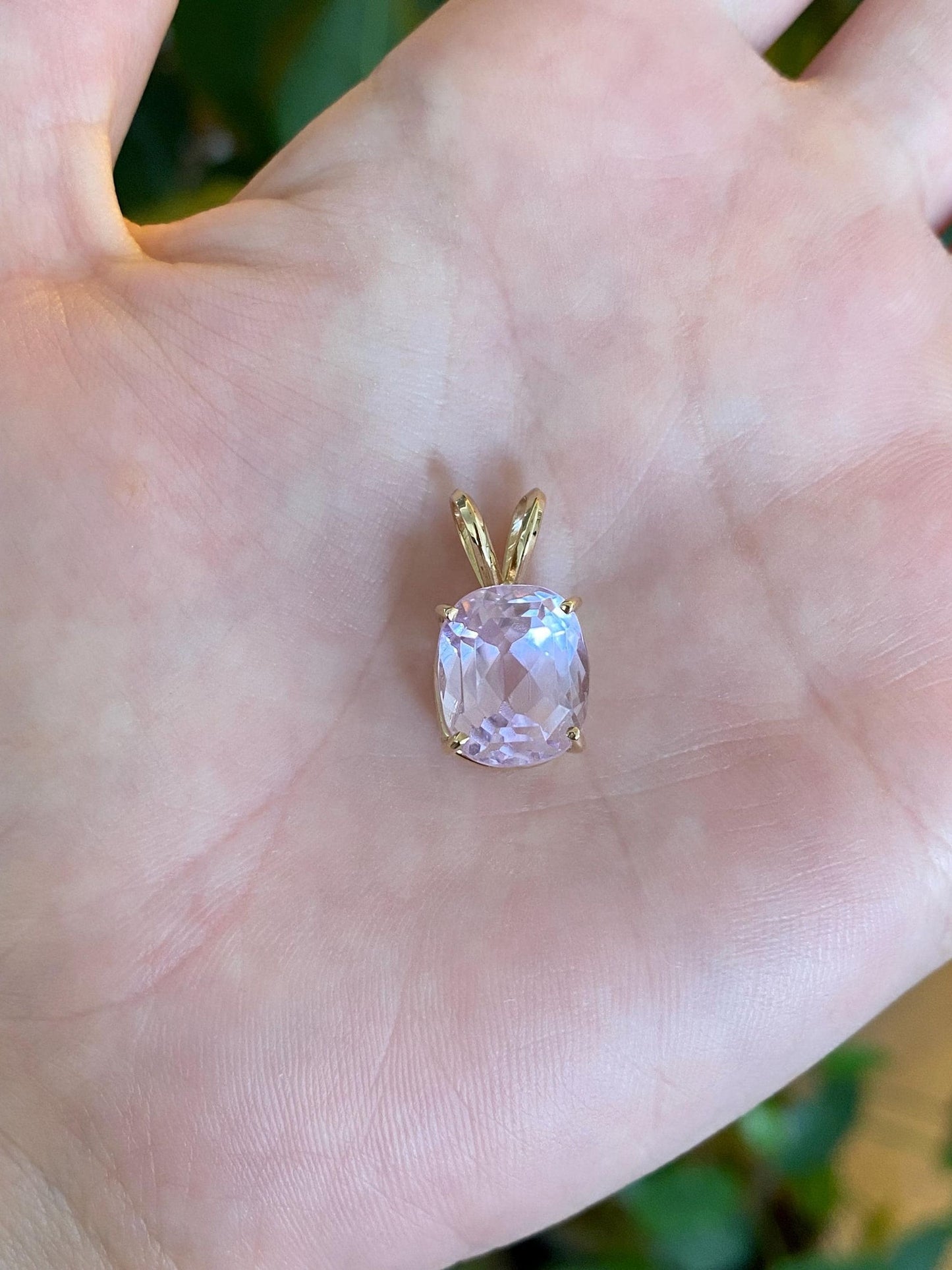 Vintage Solid 14k Yellow Gold Rose Cut Pink Quartz Charm