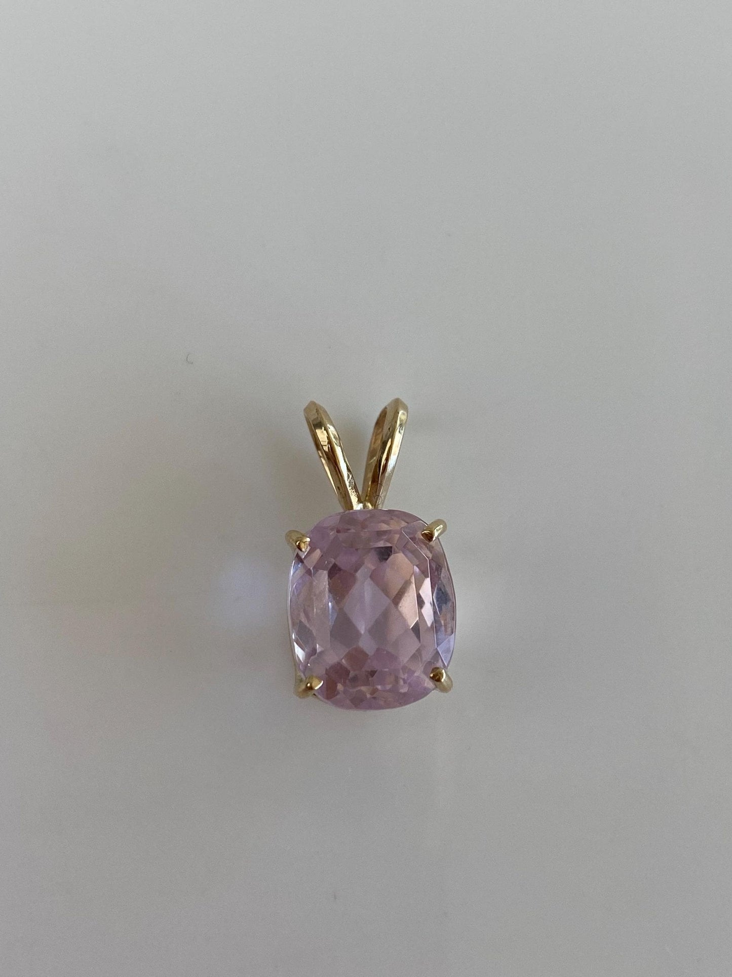 Vintage Solid 14k Yellow Gold Rose Cut Pink Quartz Charm