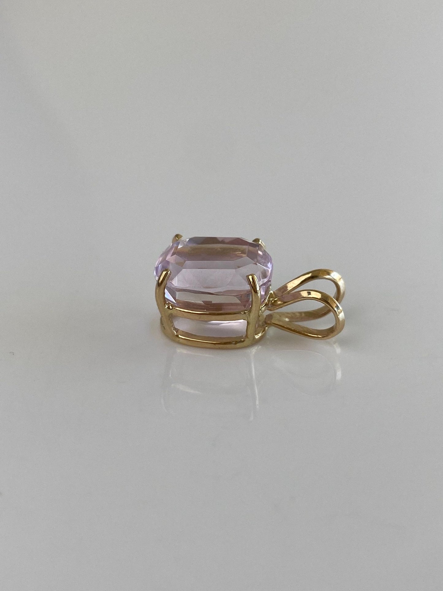 Vintage Solid 14k Yellow Gold Rose Cut Pink Quartz Charm