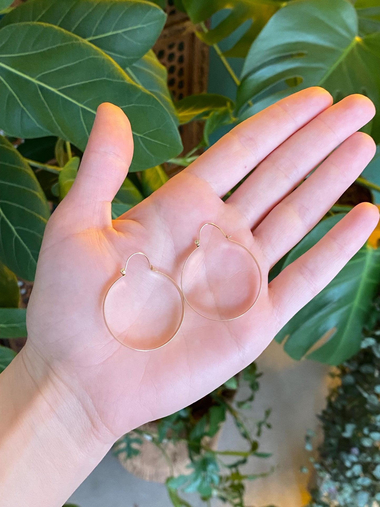 Vintage Solid 14k Yellow Gold Hoop Earrings