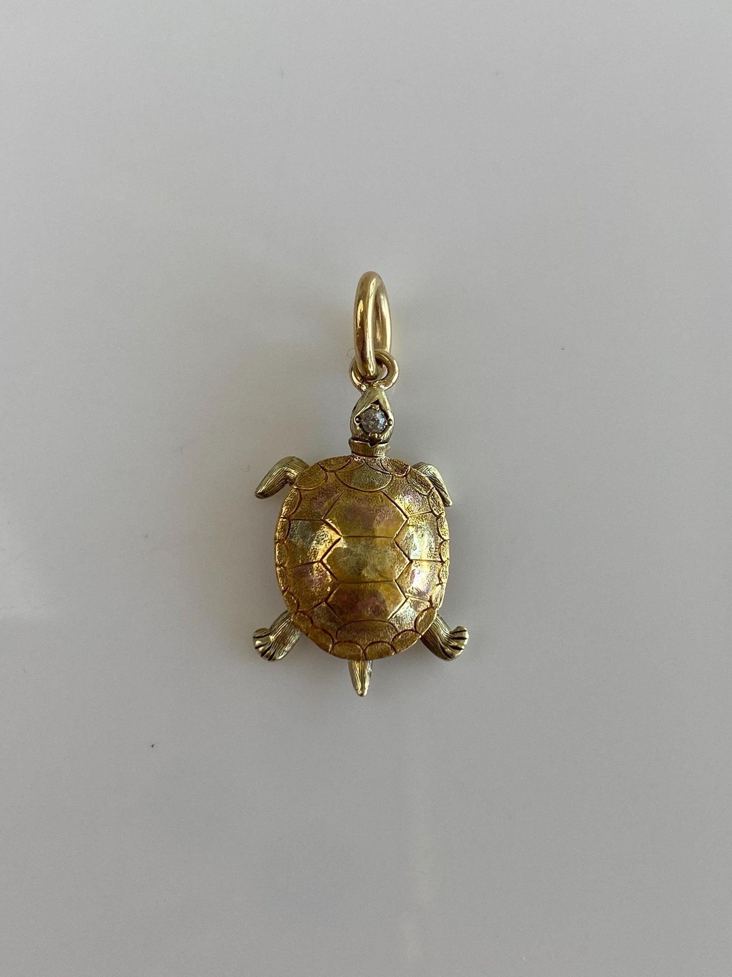 Vintage Solid 14k Yellow Gold Diamond Turtle Stick Pin Conversion Charm