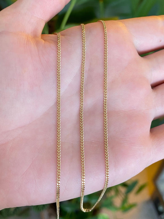 Vintage Solid 14k Yellow Gold Tight Curb Chain Necklace - 20.25 inches