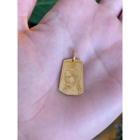 Vintage Solid 18k Yellow Gold Jesus Religious Charm