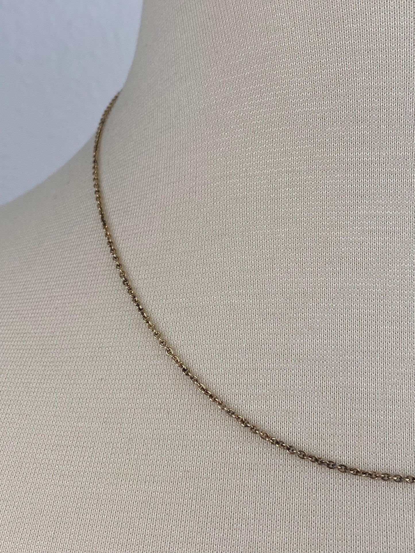 Vintage Solid 14k Yellow Gold Tight Rolo Chain Necklace - 17.75 inches