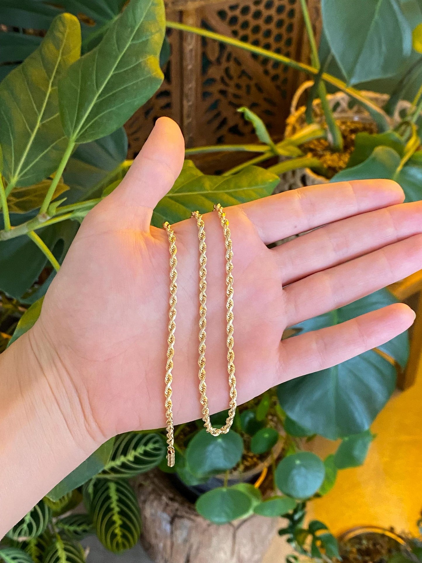 Vintage Solid 14k Yellow Gold Rope Chain Necklace - 24 inches