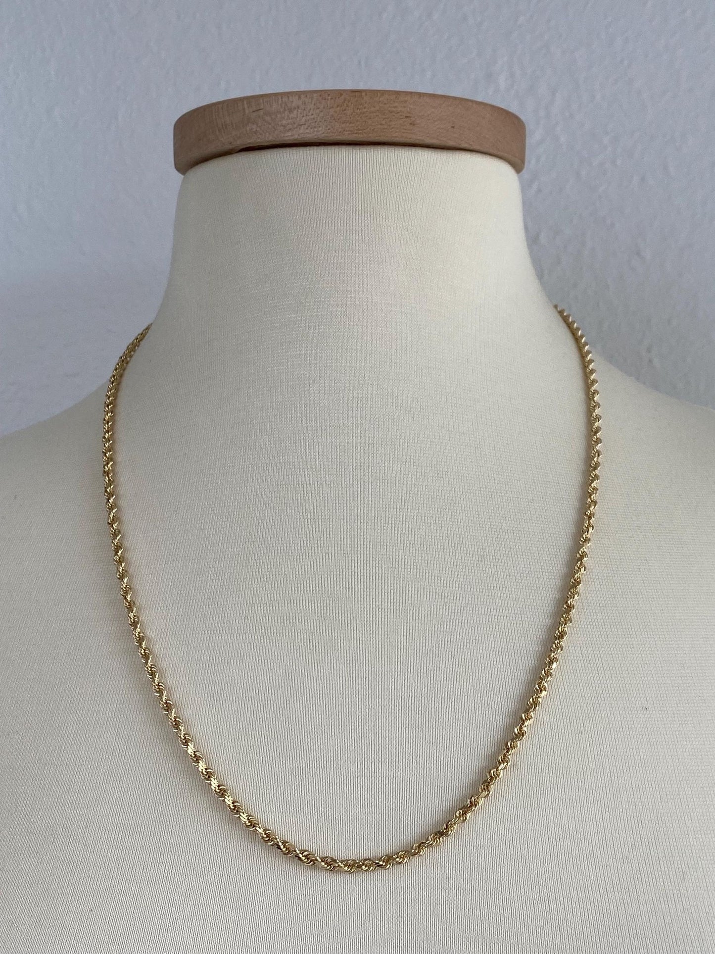 Vintage Solid 14k Yellow Gold Rope Chain Necklace - 24 inches